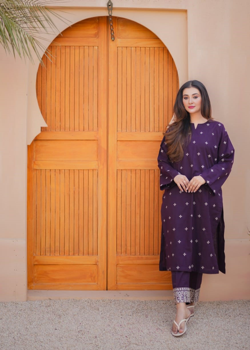 Zafa Lawn Emb Co-ord Set
